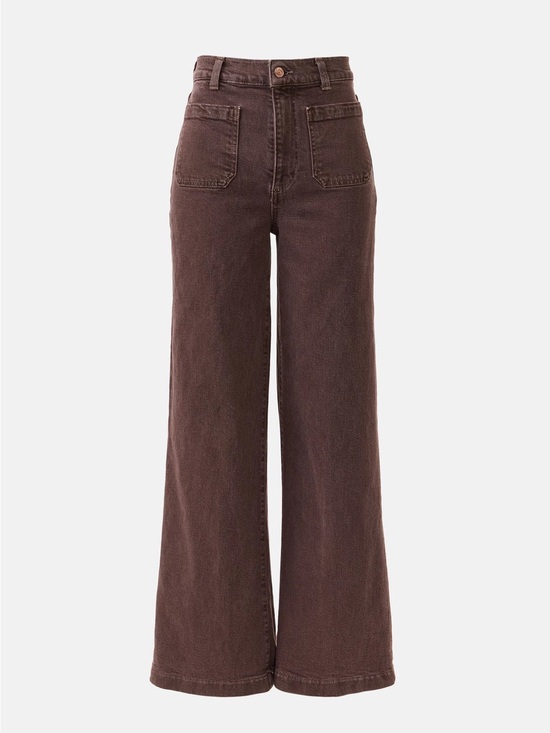 Le Jean Denim - Wide Leg High-Rise Jeans in Chocolate Brown